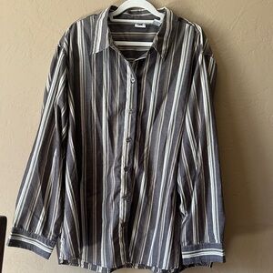Lee Men's Striped Button-Down Shirt in Brown and Cream
